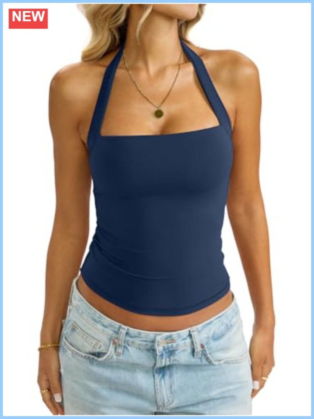 Womens Halter Tank Top Backless Double Lined Y2K Summer Going Out Cute
